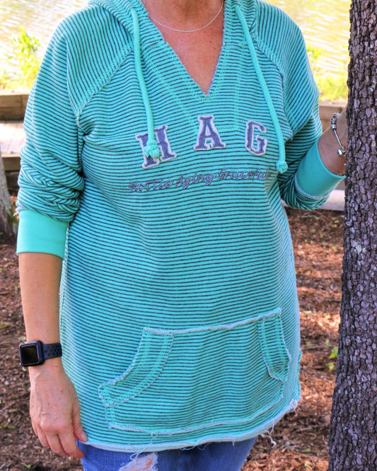 HAGLife Striped V-Neck Hoodie