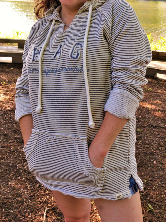 HAGLife Striped V-Neck Hoodie